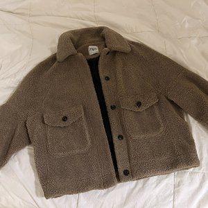 Zara Teddy Coat - Oversized - Light Brown - Perfect Condition